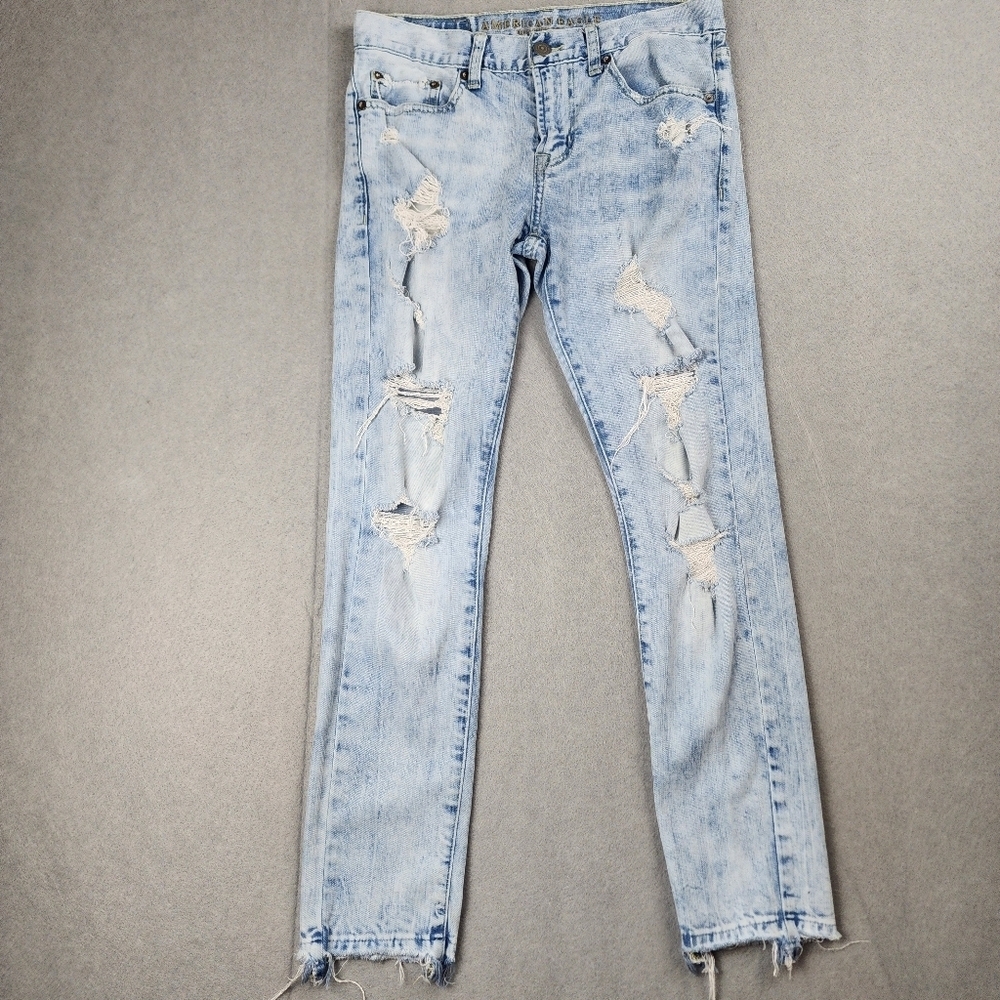 American Eagle Outfitters Blue Jeans Mens 31 Blue Jean Faded Frayed AEO Flex